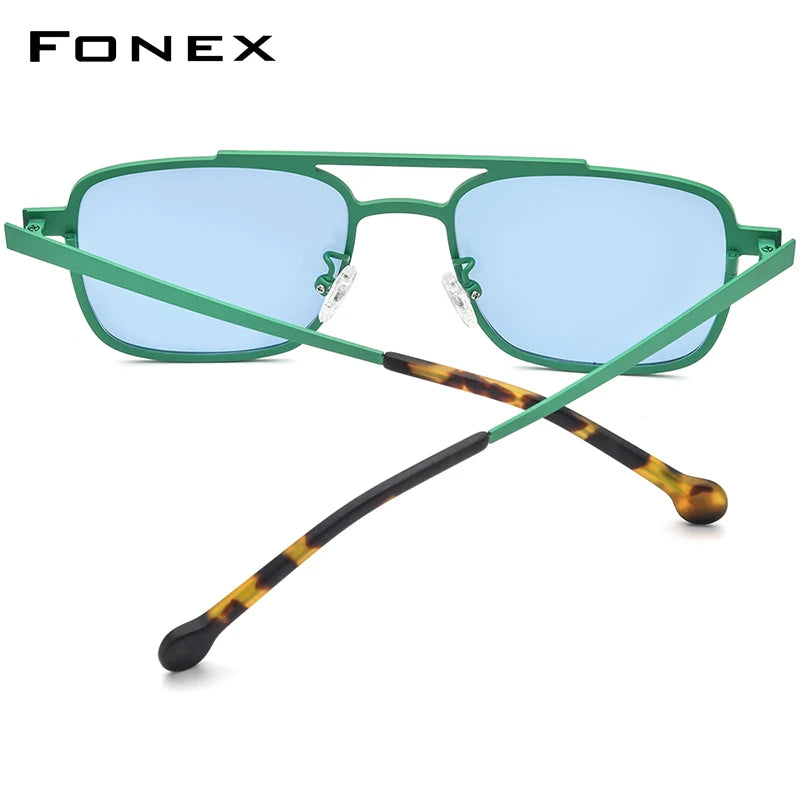 FONEX Sonnenbrille aus reinem Titan für Herren, modisch, Retro, quadratisch, hohe Qualität, polarisiert, UV400, Sonnenbrille 2024, neue Damen-Sonnenbrille, F85789T