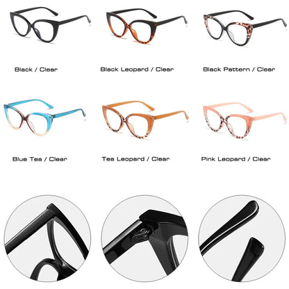 SHAUNA Retro TR90 Anti-Blue Light Cat Eye Women Glasses Frame Fashion Spring Hinge Men Colorful Leopard Optical Frame