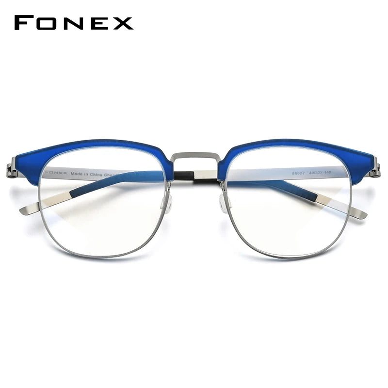 FONEX Acetate Alloy Glasses Men Round Eyeglasses Frame Women 2021 New Korean Screwless Eyewear 98627