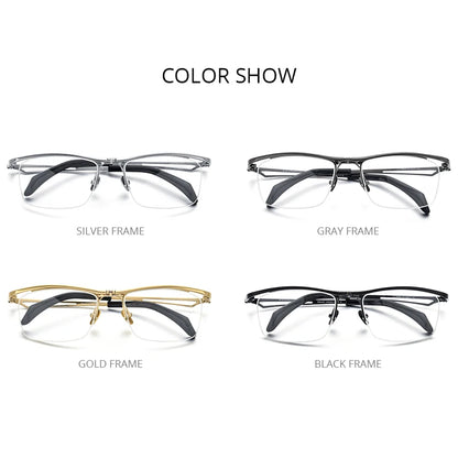 FONEX 180° Flip Titanium Glasses Men 2022 New Semi Rimless Square Eyeglasses Frame Half Eyewear F8044