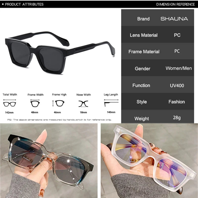 SHAUNA New Square Double Color Sunglasses Women Fashion Shades UV400 Men Trending Sun Glasses