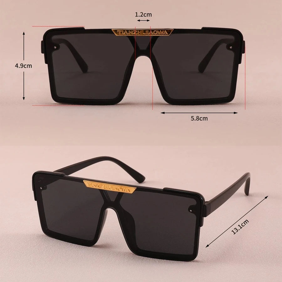 Classic Square Sunglasses Children Large Frame Brand Designer Sun Glasses Girls Boy Shades Eyewear One-piece UV400 Oculos De Sol