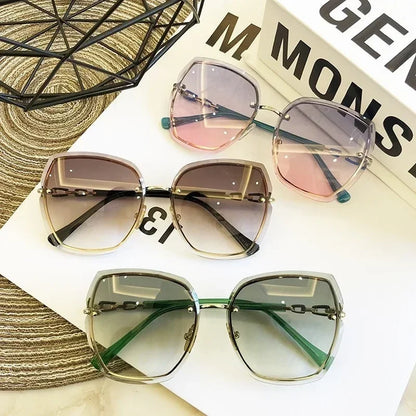 2024 Fashion Rimless Square Sunglasses Women Luxury Brand Designer Sun Glasses Vintage Gradient Eyeglasses Shades Female Shades