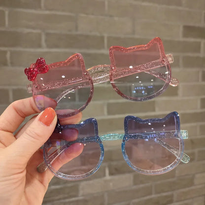 Kids Sunglasses Girls Boys Shiny Bowknot Sun Glasses Lovely Cat Children Eyewear Fashion Gradient Eyeglasses UV400