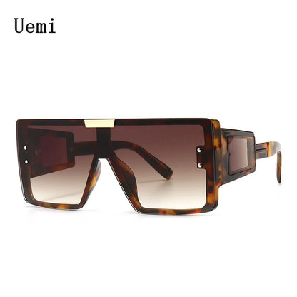 Lunettes de soleil carrées surdimensionnées modernes à la mode pour femmes et hommes, monture rétro siamoise, lunettes de soleil tendance, nuances UV400