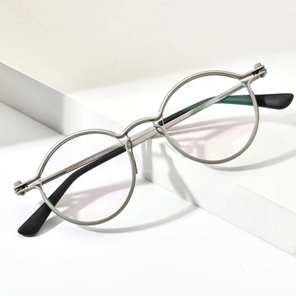 FONEX Alloy Glasses Men Retro Vintage Round Eyeglasses Frame 2022 New Women Korean Screwless Eyewear F1029