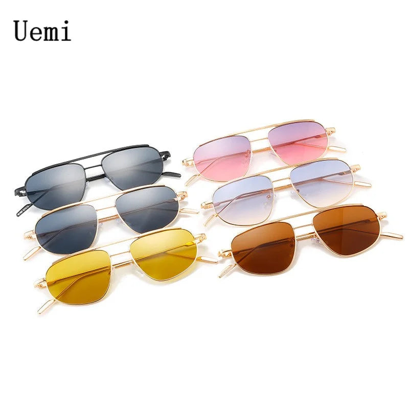 New Fashion Oval Sunglasses For Women Men Luxury Retro Double Bridge Metal Frame Sun Glasses Female Shades UV400 Eyeglasses