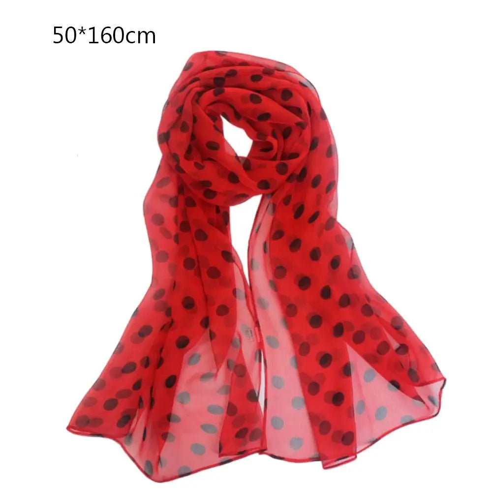 Conditioner Shawl Head Wraps Neckerchief Headband Chiffon Scarf Silk Scarf Ladies Women's Scarves Shawl Polka Dot Scarf