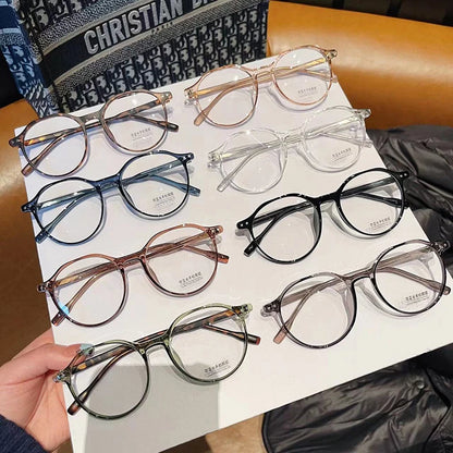 SHAUNA Fashion TR90 Round Glasses Frame Women Retro Rivets Decoration Clear Anti-blue Light Eyewear Men Optical Frames