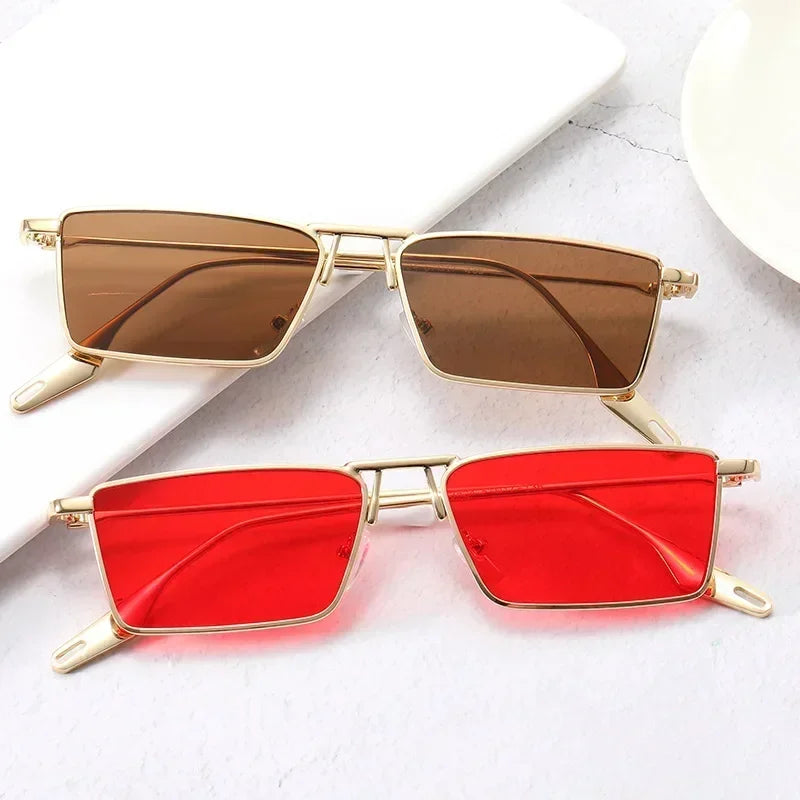 Vintage Narrow Small Sunglasses Women Luxury Brand Metal Frame Sun Glasses Rectangle Driving Eyeglasses Fishing Eyewear Men 2023