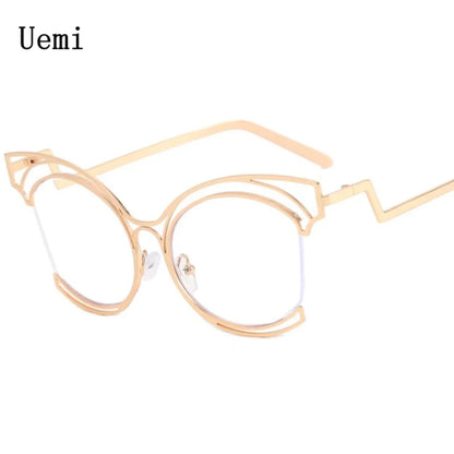 Retro Fashion Cat Eye Anti Blue Light Glasses For Women Men Vintage Gold Frame Reading Computer Lens Ordinary Optics Eyeglasses