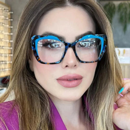 SHAUNA Retro Cat Eye Women TR90 Glasses Frame Clear Anti-Blue Light Optical Eyewear Men Colorful Leopard Frame