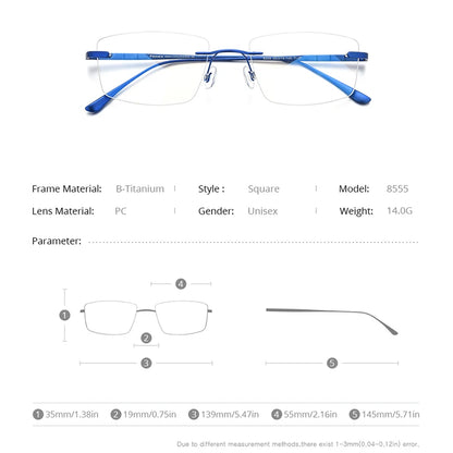 FONEX Pure Titanium Glasses Men Rimless Square Eyeglasses 2020 Women Frameless Frame Eyewear 8555