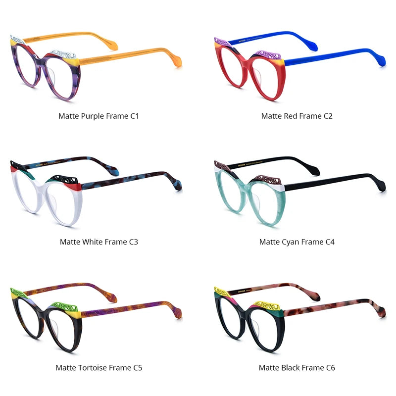 HEPIDEM Acetate Glasses Frame Women 2024 New Retro Fashion Cat Eye Eyeglasses Frame Spectacles Eyewear H9365