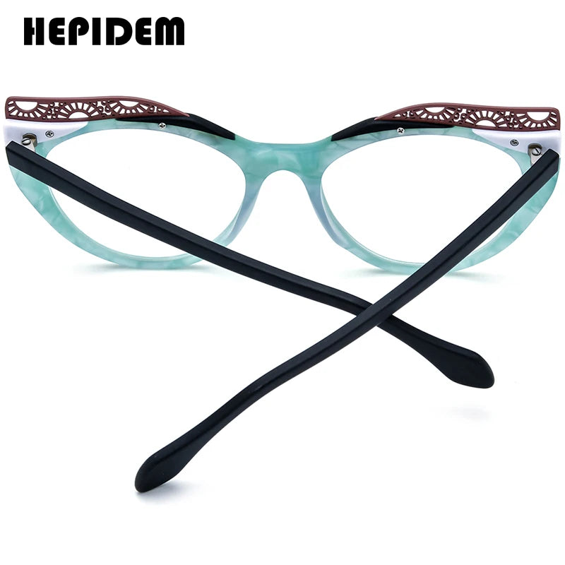 Monture de lunettes en acétate HEPIDEM pour femmes, nouvelle monture de lunettes rétro à la mode œil de chat, lunettes H9365, 2024