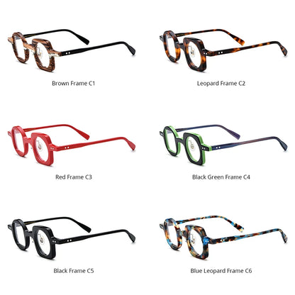 HEPIDEM Acetate Eyeglasses Frame Women 2024 New Right Square Left Round Glasses Men Spectacles Eyewear H9189