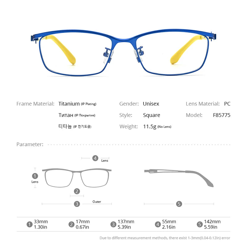 FONEX Pure Titanium Glasses Men 2023 New Women Colorful Retro Square Eyeglasses Eyewear F85775