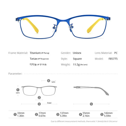 FONEX Pure Titanium Glasses Men 2023 New Women Colorful Retro Square Eyeglasses Eyewear F85775