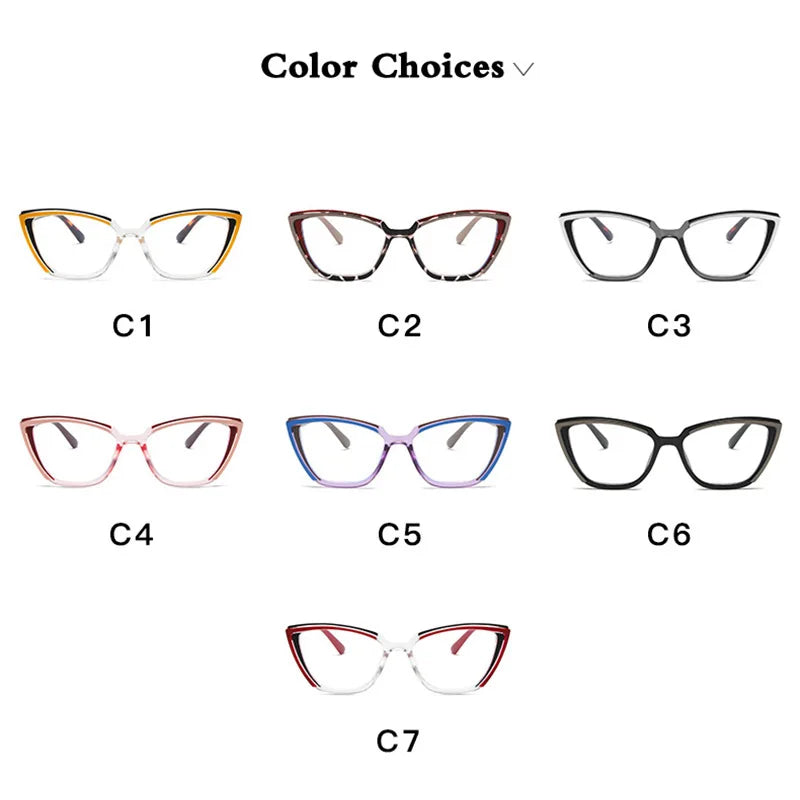 SHAUNA Retro Cat Eye Contrast Color Women Glasses Frame Fashion Clear Anti Blue Light Eyewear Men Optical Colorful Frame