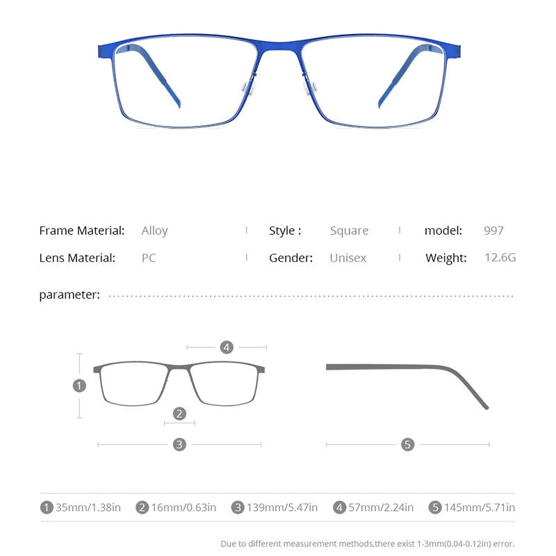 FONEX Alloy Eyeglasses Frame Men Square Eyeglasses 2020 New Male Korea Screwless Eyewear 997