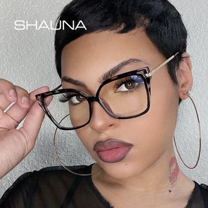 SHAUNA Retro TR90 Square Women Glasses Frame Double Colors Fashion Clear Anti-blue Light Optical Eyeglasses