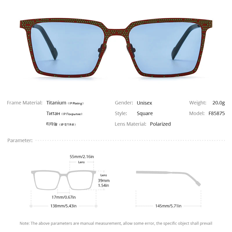 FONEX Sonnenbrille aus reinem Titan für Herren, modisch, Retro, quadratisch, hohe Qualität, 2024, Neu, polarisiert, UV400, Sonnenbrille für Damen, F85875T