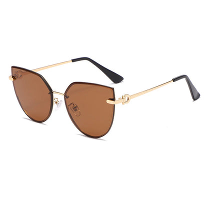 Lunettes de soleil œil de chat surdimensionnées pour femmes, marque de luxe, lunettes pour femmes et hommes, dégradé, métal, Gafas De Sol Mujer uv400