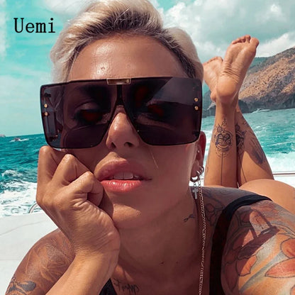 Neue Mode Moderne Übergroße Quadratische Sonnenbrille Für Frauen Männer Retro Siamesische Rahmen Sonnenbrille Trendy Produkt Shades UV400