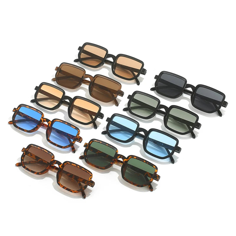 SHAUNA New Square Women Clear Ocean Gradient Lens Sunglasses Shades UV400 Men Trending Orange Blue Sun Glasses