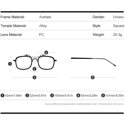 HEPIDEM Acetate Glasses Men Square Eyeglasses Frame Women Browne Brand Oversized Spectacles Eyewear 50247