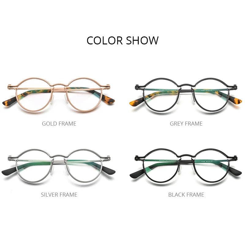 FONEX Alloy Glasses Men Retro Vintage Round Eyeglasses Frame 2022 New Women Korean Screwless Eyewear F1029