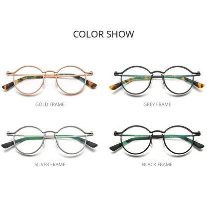 FONEX Alloy Glasses Men Retro Vintage Round Eyeglasses Frame 2022 New Women Korean Screwless Eyewear F1029