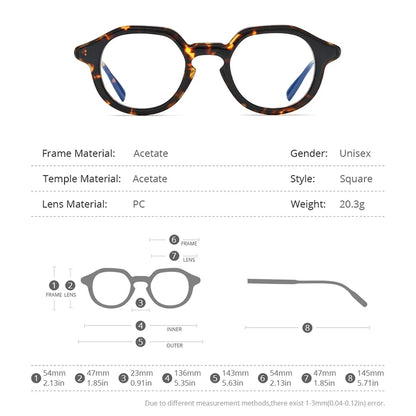 HEPIDEM Acetate Eyeglasses Men Retro Vintage Square Glasses Frame Women Spectacles Eyewear 9204