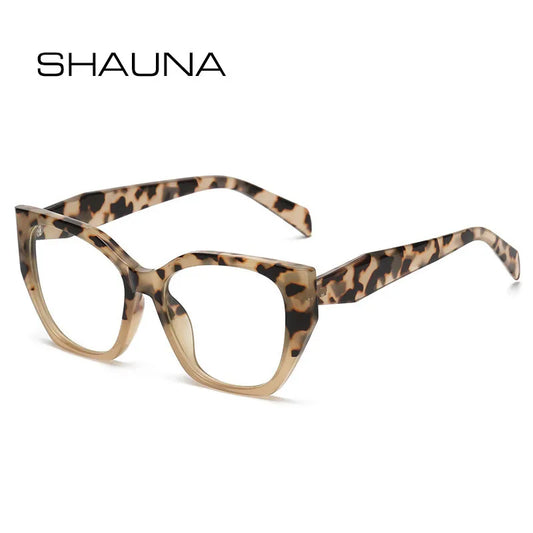 SHAUNA Anti-Blue Light Retro Women Glasses Frames Oversize Optical Eyeglasses Frame