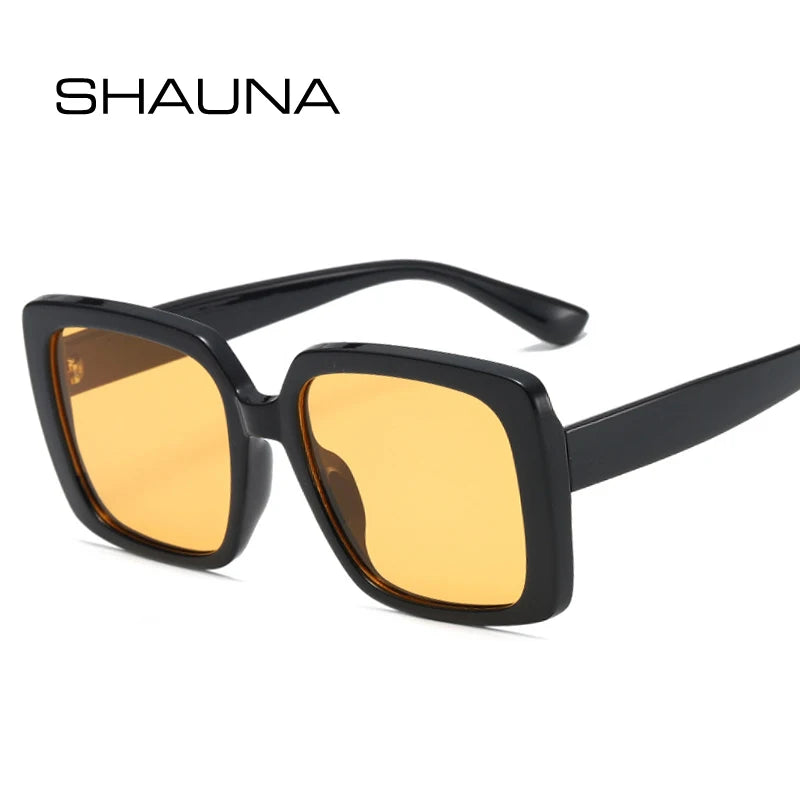 SHAUNA Oversized Retro Square Sunglasses UV400