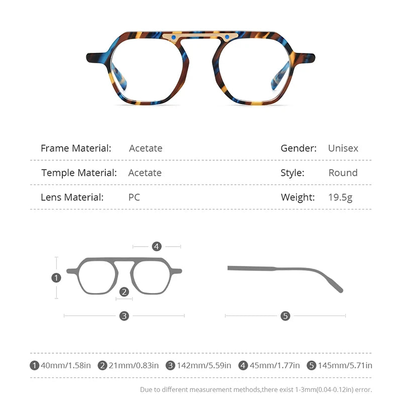 HEPIDEM Acetate Glasses Men Vintage Retro Square Eyeglasses Frame Women 2022 Spectacles Eyewear 9174