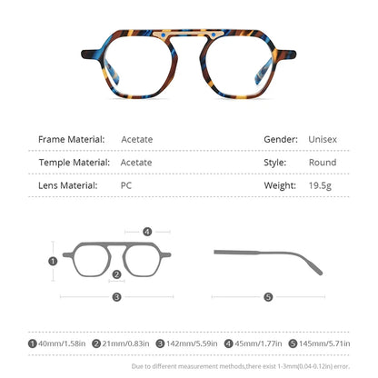 HEPIDEM Acetate Glasses Men Vintage Retro Square Eyeglasses Frame Women 2022 Spectacles Eyewear 9174