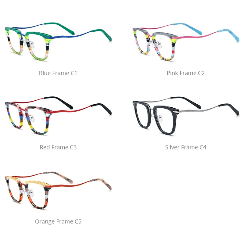 FONEX Colorful Acetate Titanium Eyeglasses Men Square Glasses Women Spectacles Eyewear F85793