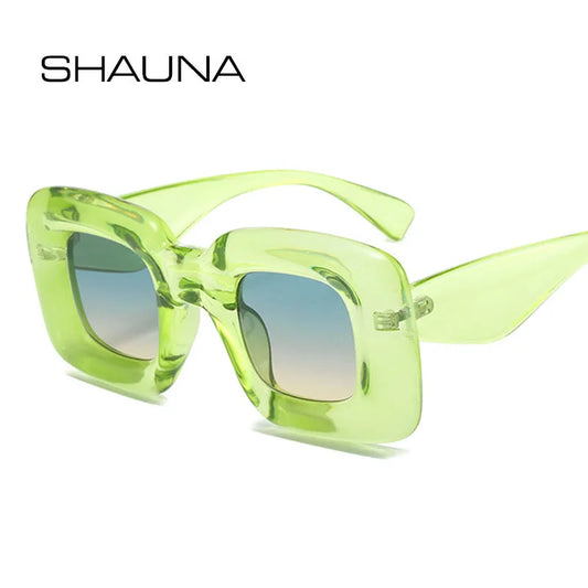 SHAUNA Metal Hinge Retro Candy Color Thick Square Sunglasses Women Fashion Men Y2K Shades UV400