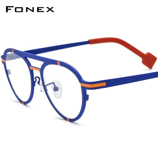 FONEX Reines Titan Brille Frauen 2024 Neue Mode Cat Eye Brillen Rahmen Männer Retro Vintage Brillen F85841