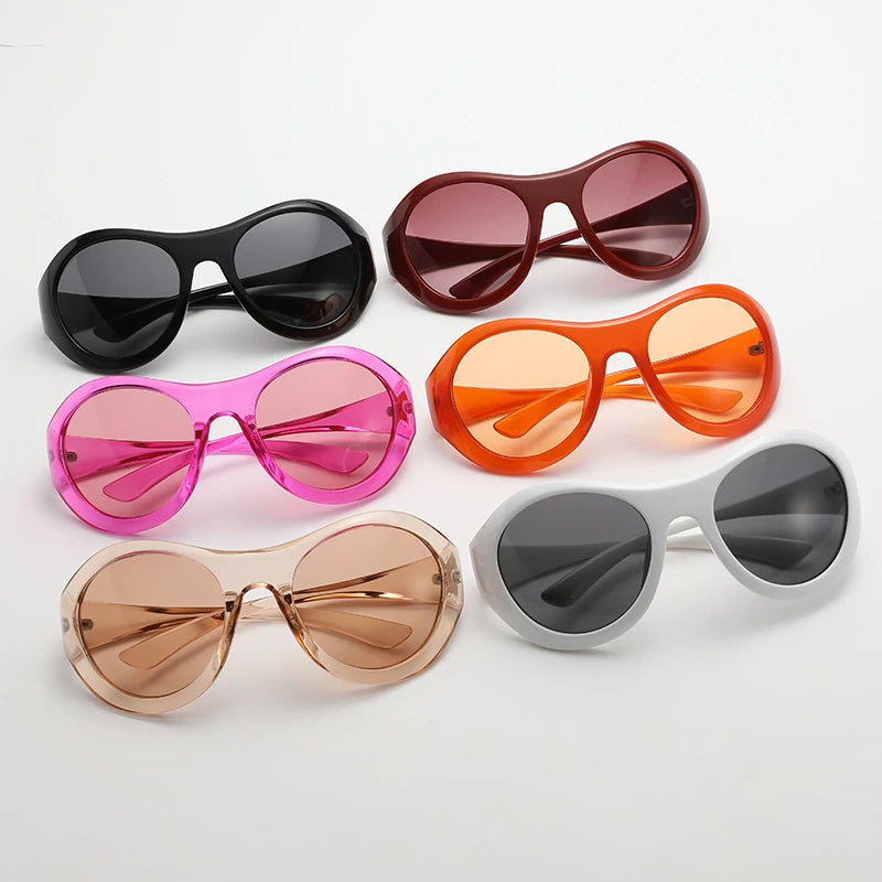 Lunettes de soleil tendance nouvelle mode 2024, anti-UV, grande monture ovale, lunettes de photo de rue rétro personnalisées pour femmes