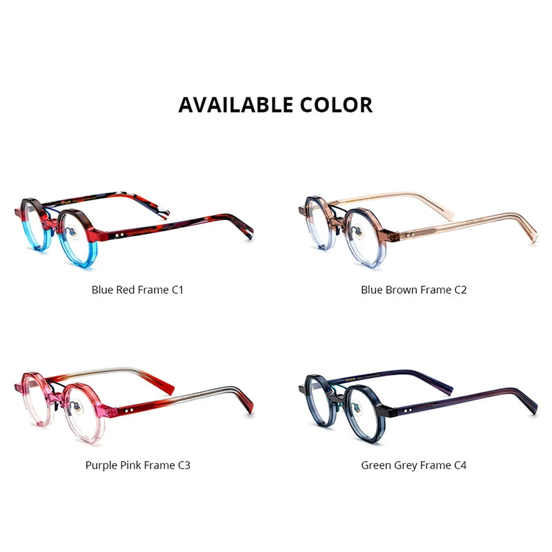 HEPIDEM Multicolor Acetate Eyeglasses Frame Men 2024 New Polygon Round Glasses Spectacles Eyewear H9244