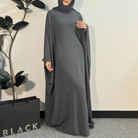 Muslim Abayas Loose Maxi Dresses Women Jilbabs Muslim Dress Full Sleeve O-neck Casual Solid Robe Islamic Ramadan Dresses