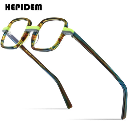 HEPIDEM Multicolor Acetate Glasses Men Retro Square Eyeglasses Women Frame Spectacles Eyewear 9246