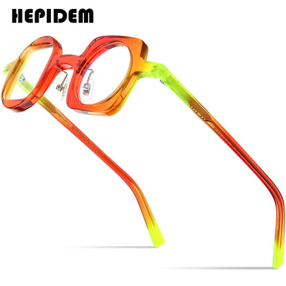 HEPIDEM Multicolor Acetate Glasses Men Square Round Eyeglasses Women Spectacles Eyewear 9260