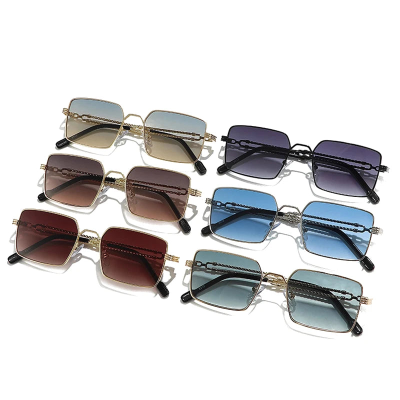 SHAUNA Retro Quadratischer Metallrahmen Damen Luxus Sonnenbrillen Shades UV400 Mode Farbverlauf Herren Sonnenbrille