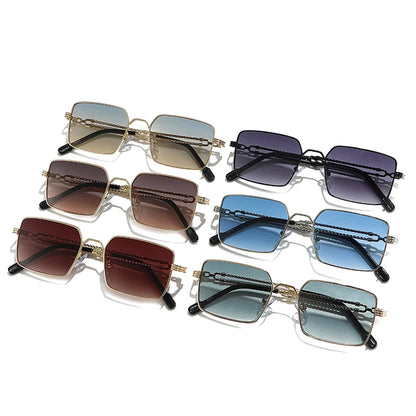 SHAUNA Retro Quadratischer Metallrahmen Damen Luxus Sonnenbrillen Shades UV400 Mode Farbverlauf Herren Sonnenbrille