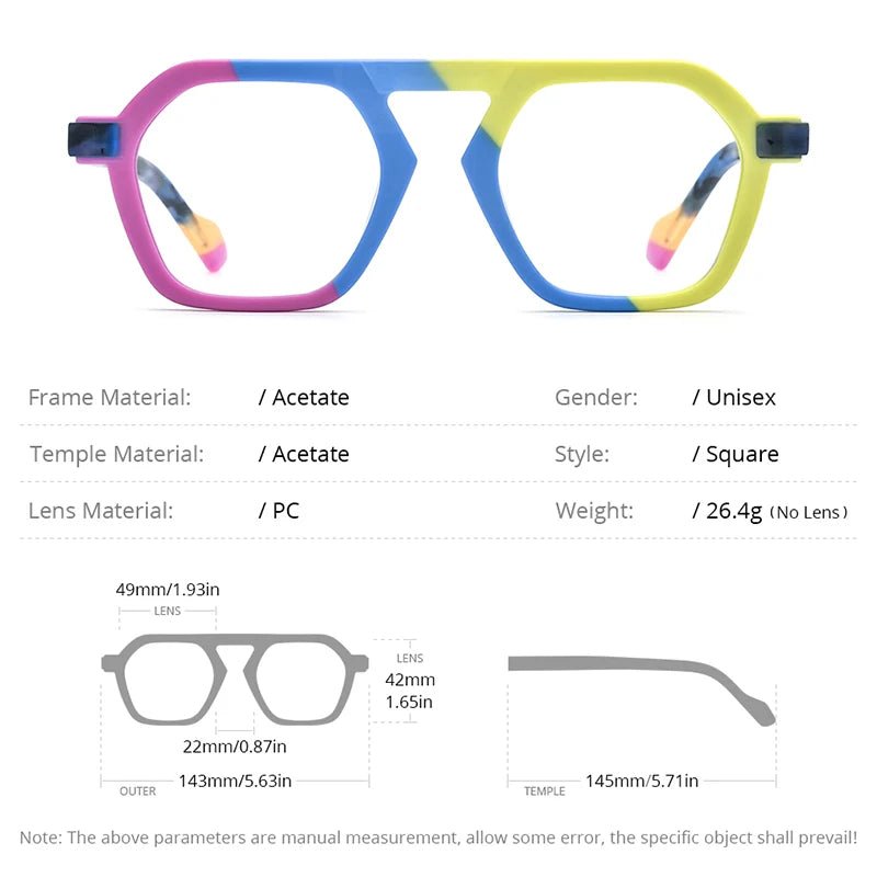 Lunettes en acétate mat HEPIDEM pour hommes et femmes, lunettes carrées colorées à la mode, 2023, lunettes de vue H9286