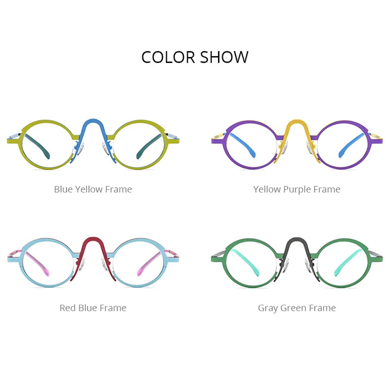 FONEX Titanium Glasses Women Retro Fashion Colorful Oval Eyeglasses 2023 New Eyewear F85772