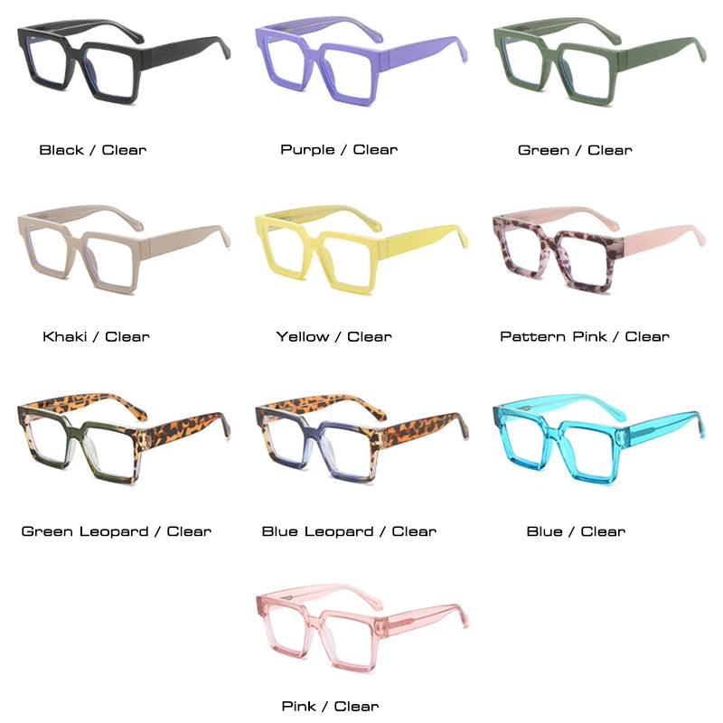 SHAUNA Mode Carré Bonbon Couleur Lunettes Cadre Femmes Printemps Charnière Anti Lumière Bleue Optique Lunettes Hommes Léopard Rétro Cadre